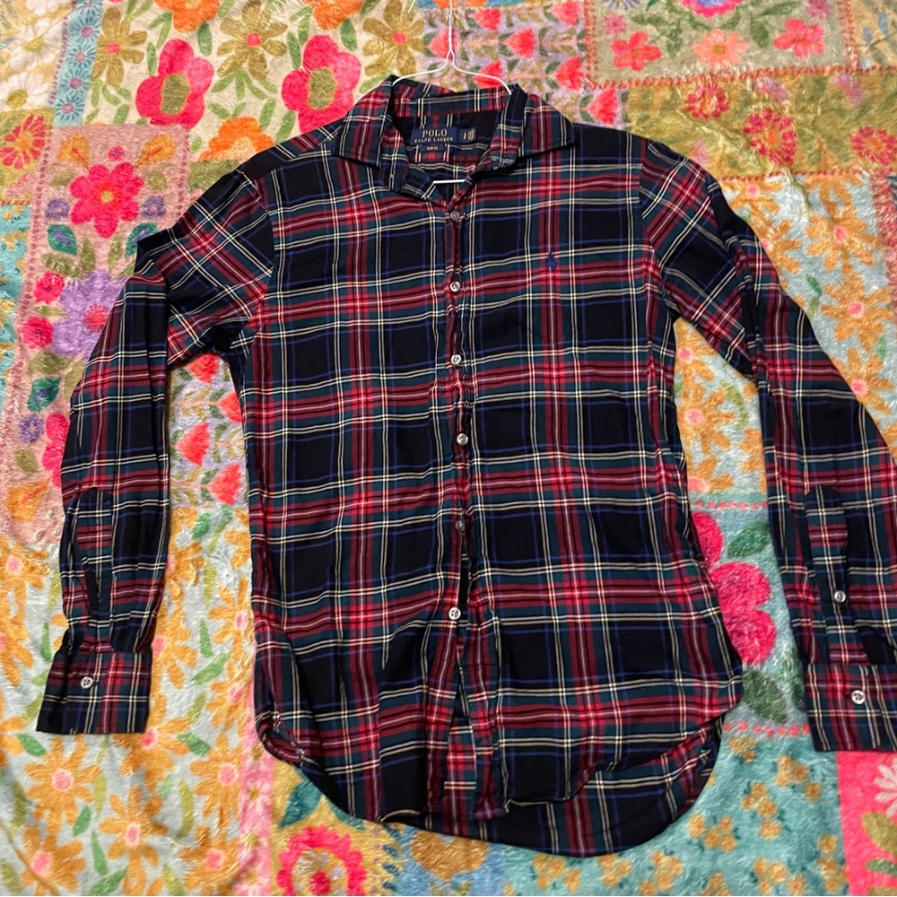 Ralph Lauren Red and Blue Casual Button Down Shirt